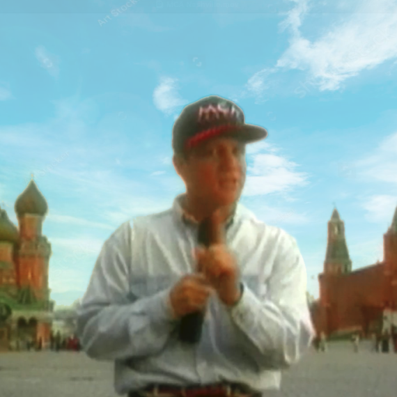 Scott Shellstrom hosting comedy video in Moscow.