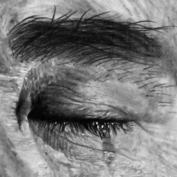 Scott Shellstrom closeup of drawing of a man crying