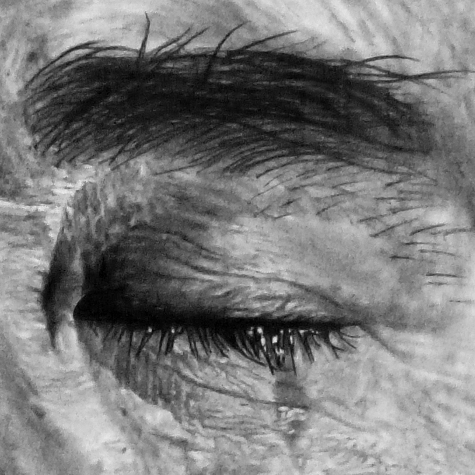 Scott Shellstrom closeup of drawing of a man crying